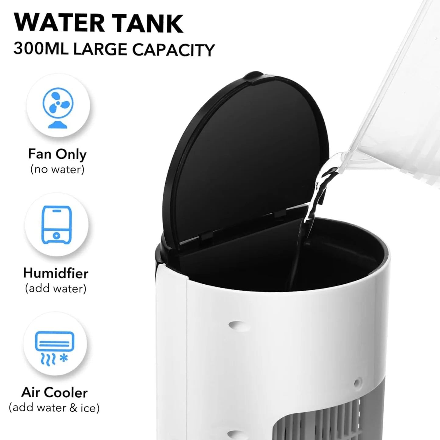 Portable Air Conditioner Humidifier Atmosphere Light Fan USB Cooler Air Conditioner, 3 in 1 Function, Office Household Essential Cooler USB Portable Air Conditioner USB Fan