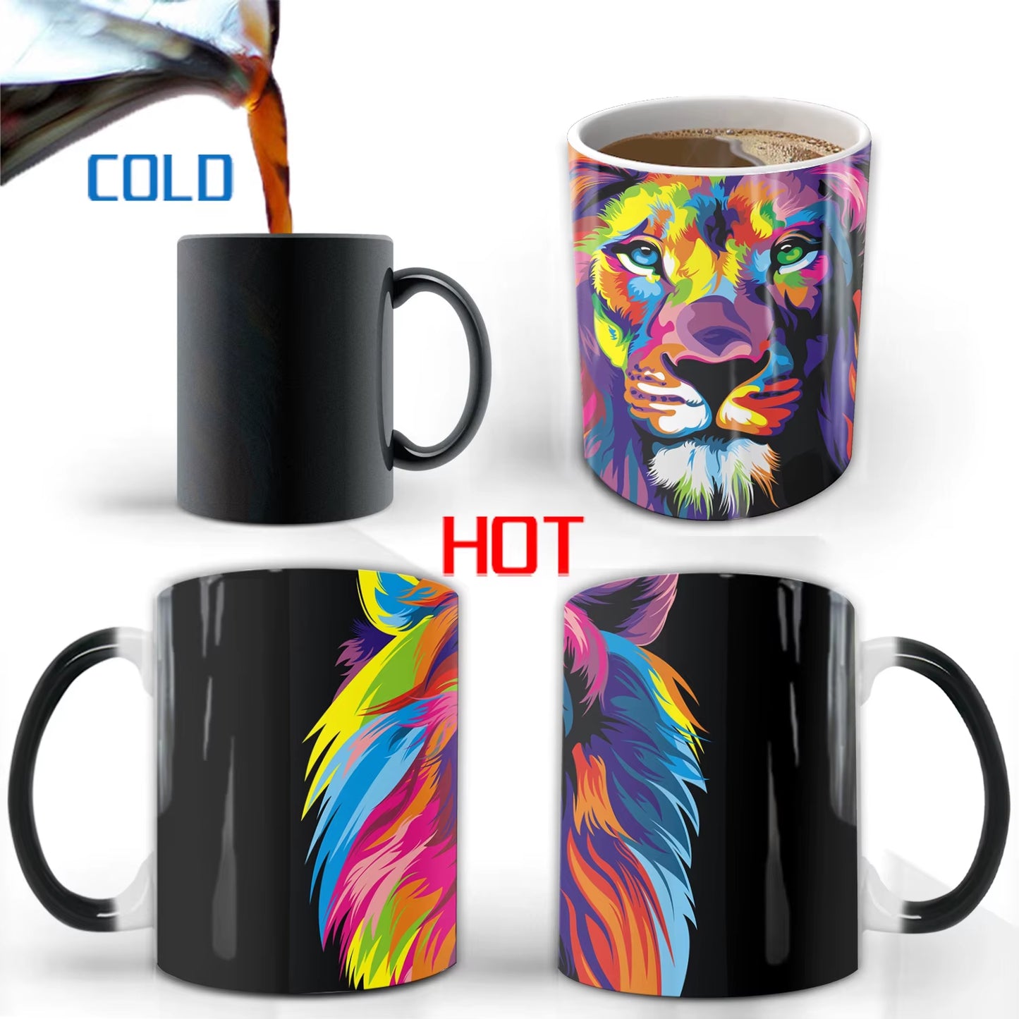 330Ml 11Oz Hot Heat Color Changing Mug Cup Ceramic Mug Cup Coffee Mug Cup