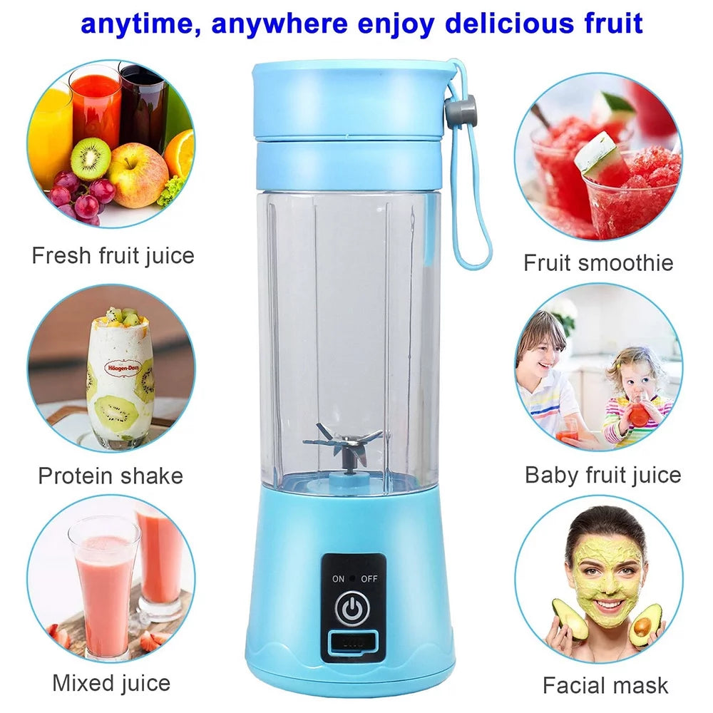 380Ml Electric Juicer Bottle, Fruit Vegetable Blender, Portable Smoothie Maker Mixer Bottle, Rechargeable Blender Bottle, Pink